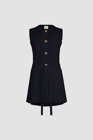 Mini-Faltenkleid aus nachhaltigem technischem Wolltwill