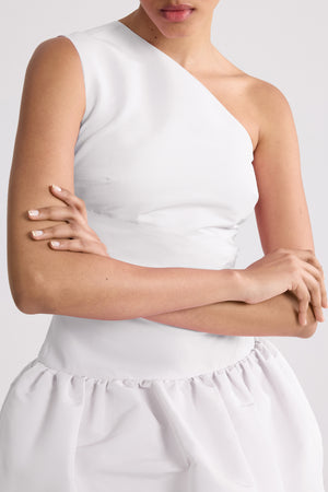 Asymmetrisches Mini-Kleid aus recyceltem Faille