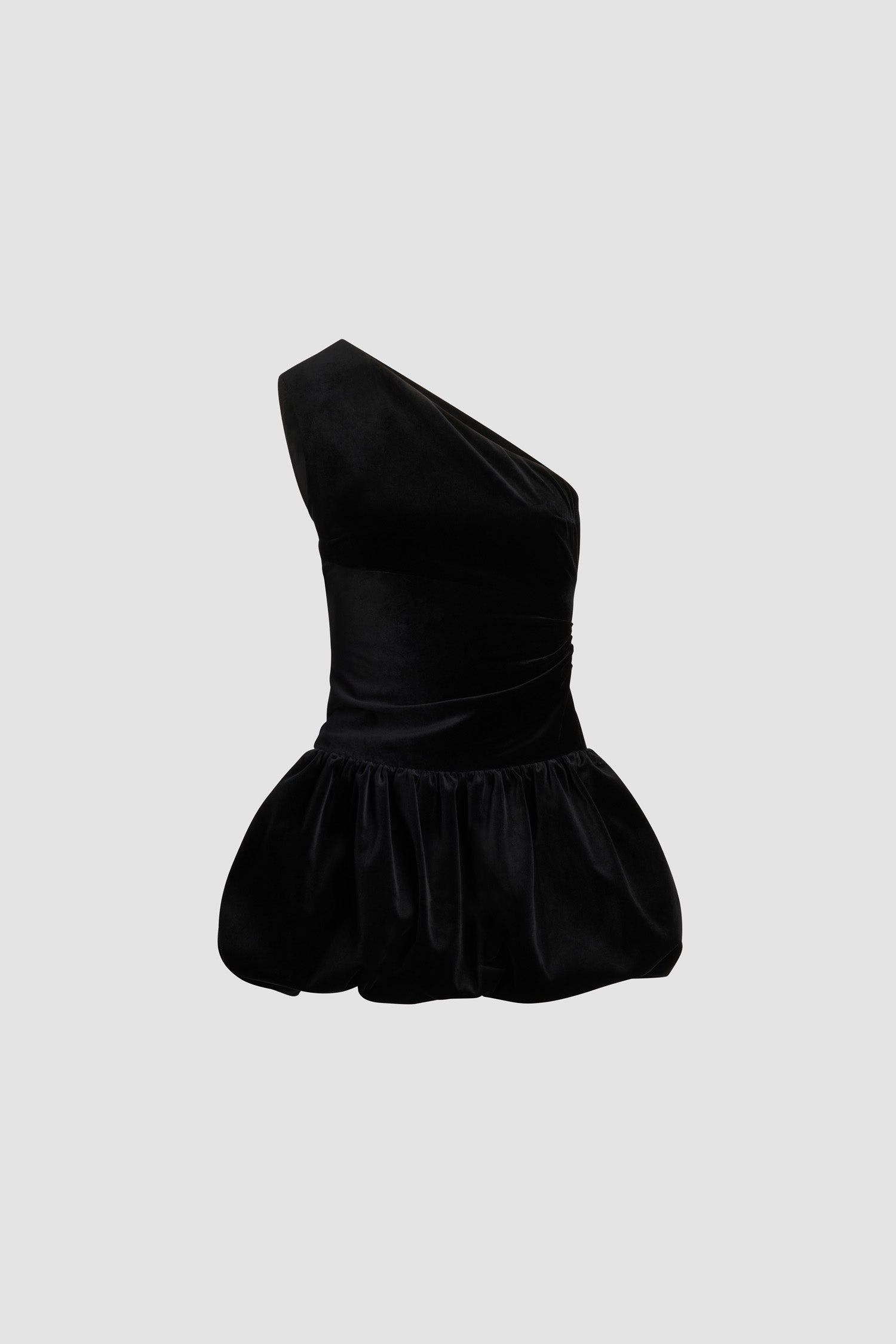 Patou - Mini abito monospalla effetto bloomer in velluto di cotone biologico - Black - Miniabito nero asimmetrico in velluto di cotone organico. Gonna stile bloomer.Questo capo fa parte della Capsule &amp;quot;Evening&amp;quot;, ideata da Guillaume Henry: per immortalare le occasioni speciali con stile e raffinatezza.