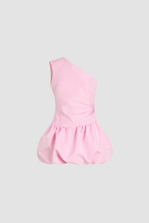 Vestito mini monospalla in ottomano riciclato