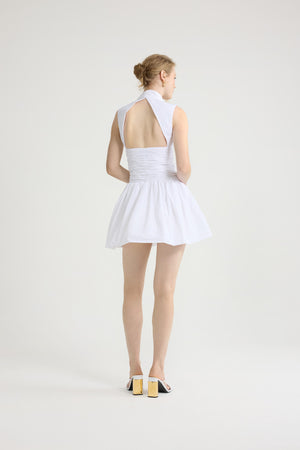 Robe boule courte dos nu en faille recyclée