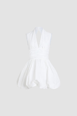 Robe boule courte dos nu en faille recyclée