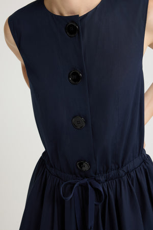 Vestito midi a bottoni in popeline di cotone bio