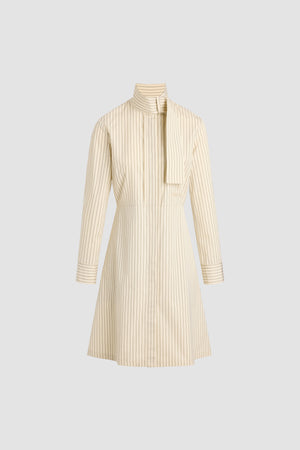 Scarf collar shirt dress in organic cotton poplin