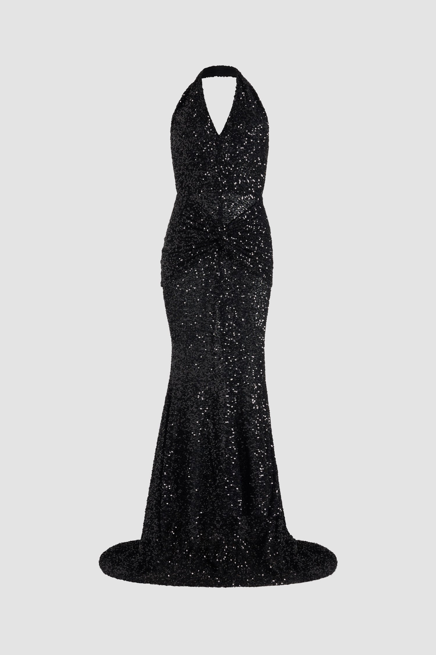 Patou - Vestito maxi con collo all’americana con paillettes - Black - Vestito con paillettes nero. Lunghezza maxi. Silhouette aderente con gonna a sirena. Scollo all’americana con profonda scollatura a V e schiena scoperta. Chiusura con zip sul retro. Modello foderato.