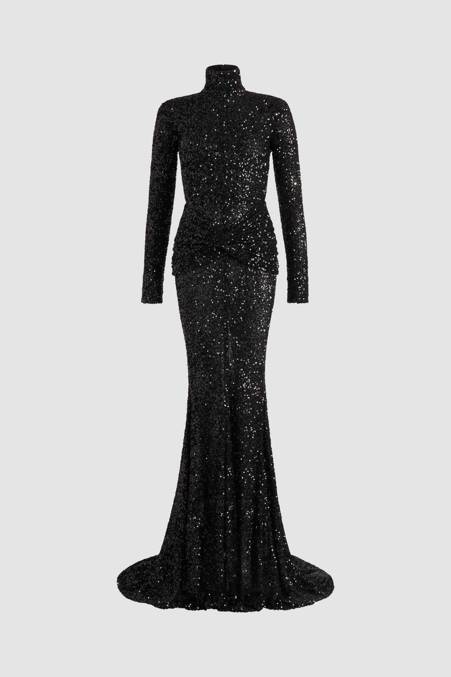 Patou - Vestito maxi con apertura geometrica sulla schiena con paillettes - Black - Vestito con paillettes nero. Lunghezza maxi. Silhouette aderente con gonna a sirena. Collo alto. Apertura geometrica sulla schiena. Chiusura con zip sul retro.
