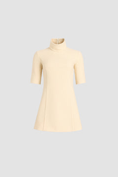 Robe courte à col montant en tweed de laine mélangée éco-responsable