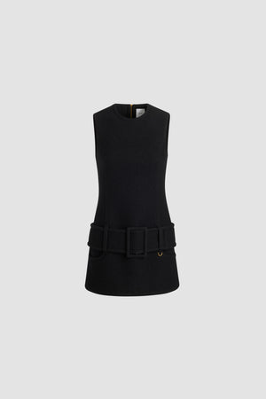 Vestito mini con cintura in lana cotta