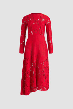 Vestito mini asimmetrico in pizzo in misto cotone bio