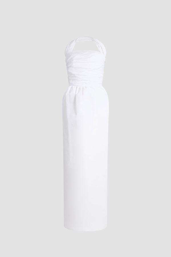 Patou - Recycled Faille Long Bustier Dress - White - White long bustier dress. Oversized bow at the back.