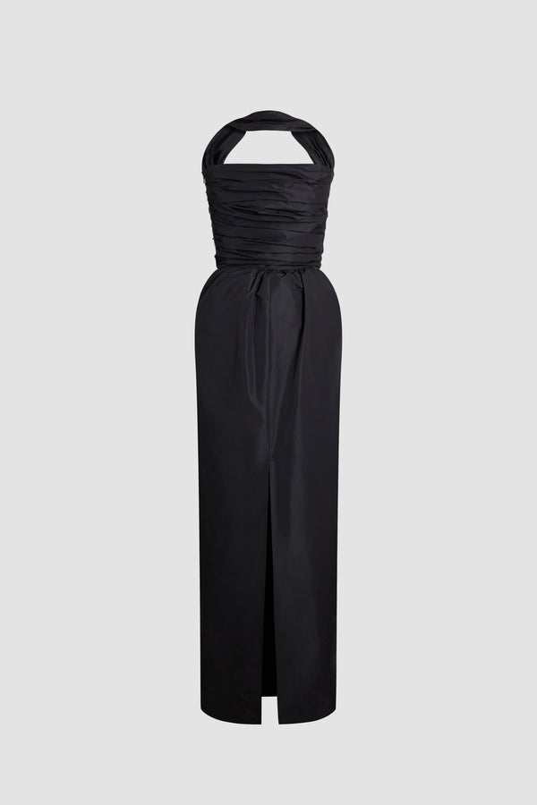 Patou - Recycled Faille Long Bustier Dress - Black - Black long bustier dress. Oversized bow at the back.