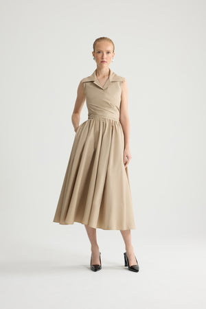 Drapierter Midi-Kleid aus recyceltem Faille