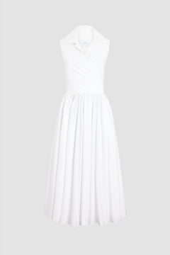 Draped Organic Cotton Midi Dress