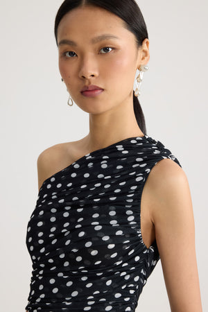 Robe Asymétrique Drapée en Nylon Recyclé