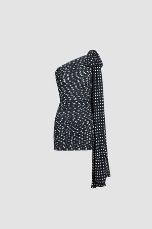 Robe Asymétrique Drapée en Nylon Recyclé
