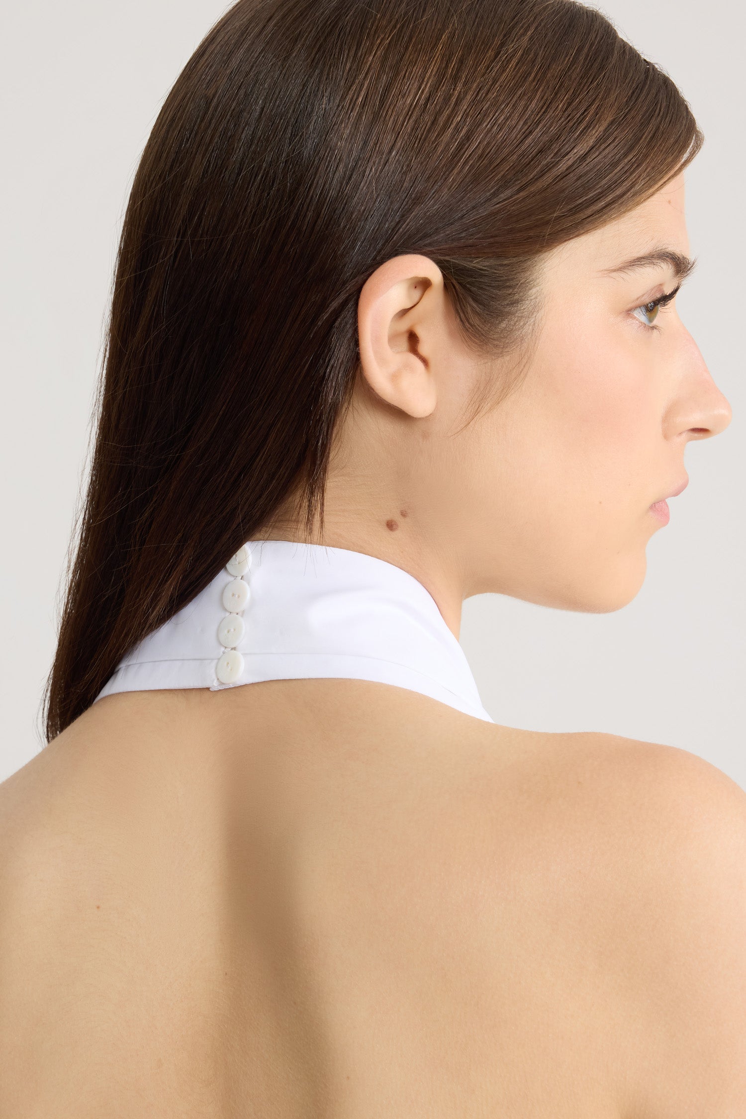 Patou - Knotted Recycled Faille Mini Bloomer Dress - White - Knotted mini bloomer dress in white. Plunging V-neck. Knot detail at the waist.