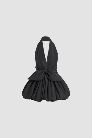 Robe mini bloomer nouée en faille recyclée