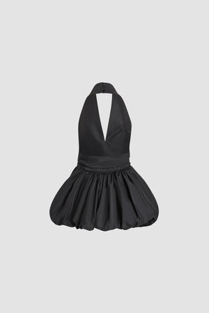 Robe mini bloomer nouée en faille recyclée