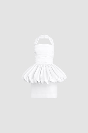 Recycled Faille Backless Mini Bloomer Dress