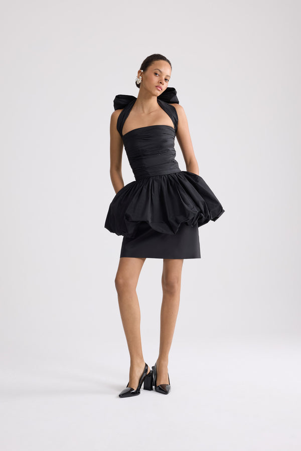 Patou - Recycled Faille Backless Mini Bloomer Dress - Black - Backless mini bloomer dress in black. Oversized bow at the back.