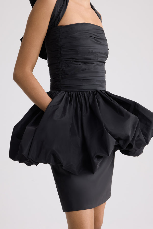 Patou - Recycled Faille Backless Mini Bloomer Dress - Black - Backless mini bloomer dress in black. Oversized bow at the back.
