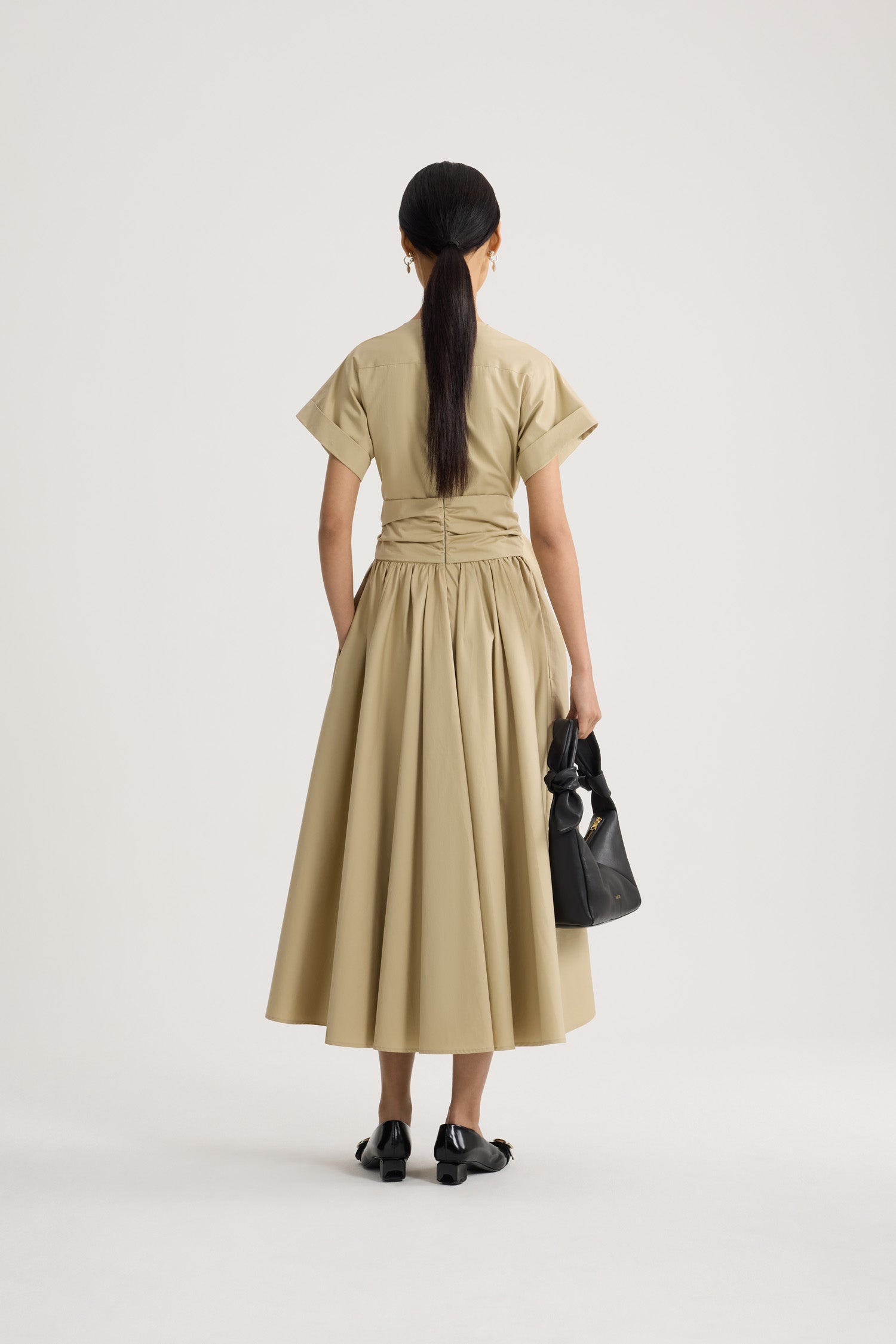 Patou | Knotted Organic Cotton Short-Sleeved Midi Dress