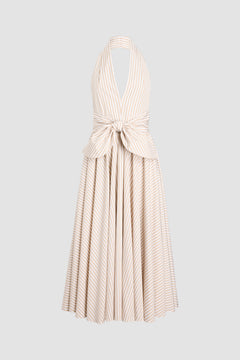 Abito Midi con Collo Halter in Cotone Biologico