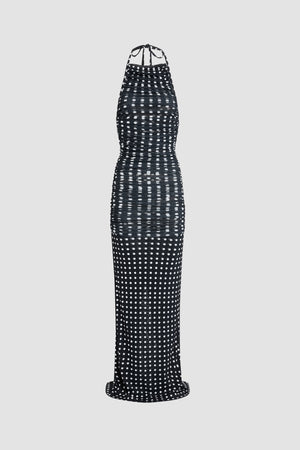 Abito Lungo Drappeggiato in Nylon Riciclato