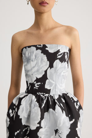 Langes Bustierkleid aus recyceltem Faille