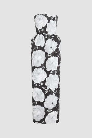 Langes Bustierkleid aus recyceltem Faille