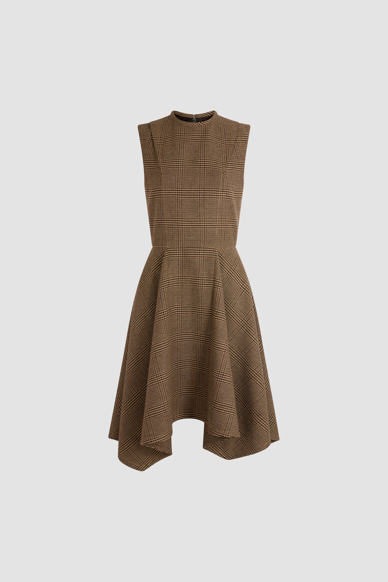 Patou - Asymmetrisches Midikleid - Autumn Prince Of Wales - Midikleid im Prince-of-Wales-Muster. Ärmellos. Figurbetont am Oberteil. Asymmetrischer Rock. Runder Ausschnitt.