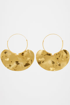 Large hammered brass hoop earrings