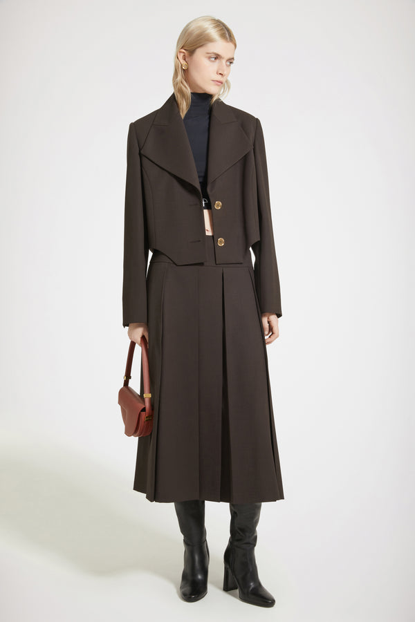 Patou - Cut-out cropped jacket in technical wool twill