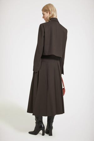 Cut-out cropped jacket in technical wool twill