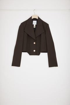 Cut-out cropped jacket in technical wool twill
