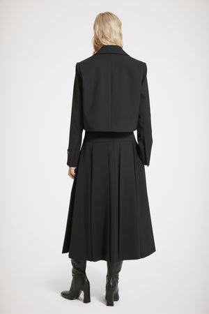 Cut-out cropped jacket in technical wool twill