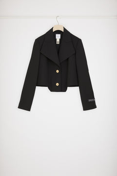 Cut-out cropped jacket in technical wool twill