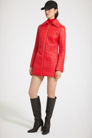Giacca lunga con zip in nylon trapuntato sostenibile