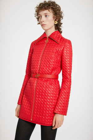 Giacca lunga con zip in nylon trapuntato sostenibile