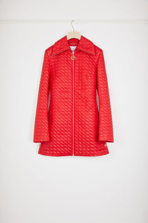 Giacca lunga con zip in nylon trapuntato sostenibile
