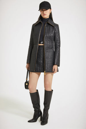 Giacca lunga con zip in nylon trapuntato sostenibile