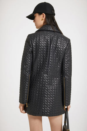 Giacca lunga con zip in nylon trapuntato sostenibile