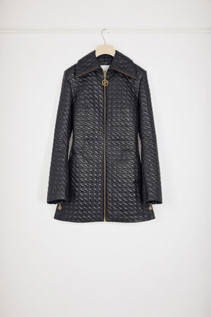 Giacca lunga con zip in nylon trapuntato sostenibile