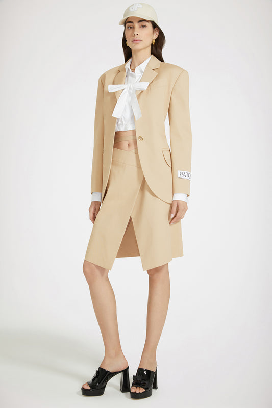 Relaxed belted jacket in cotton gabardine