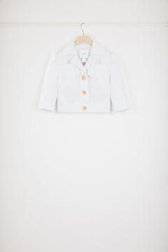 Cropped jacket in cotton gabardine
