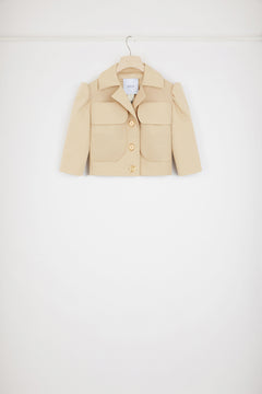 Cropped jacket in cotton gabardine