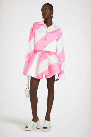Cropped jacket in printed satin