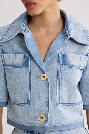 Short-sleeved cotton blend jacket