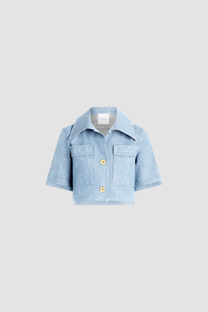 Short-sleeved cotton blend jacket