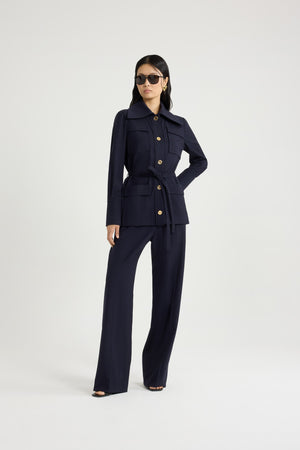 Safari jacket in sustainable technical wool twill